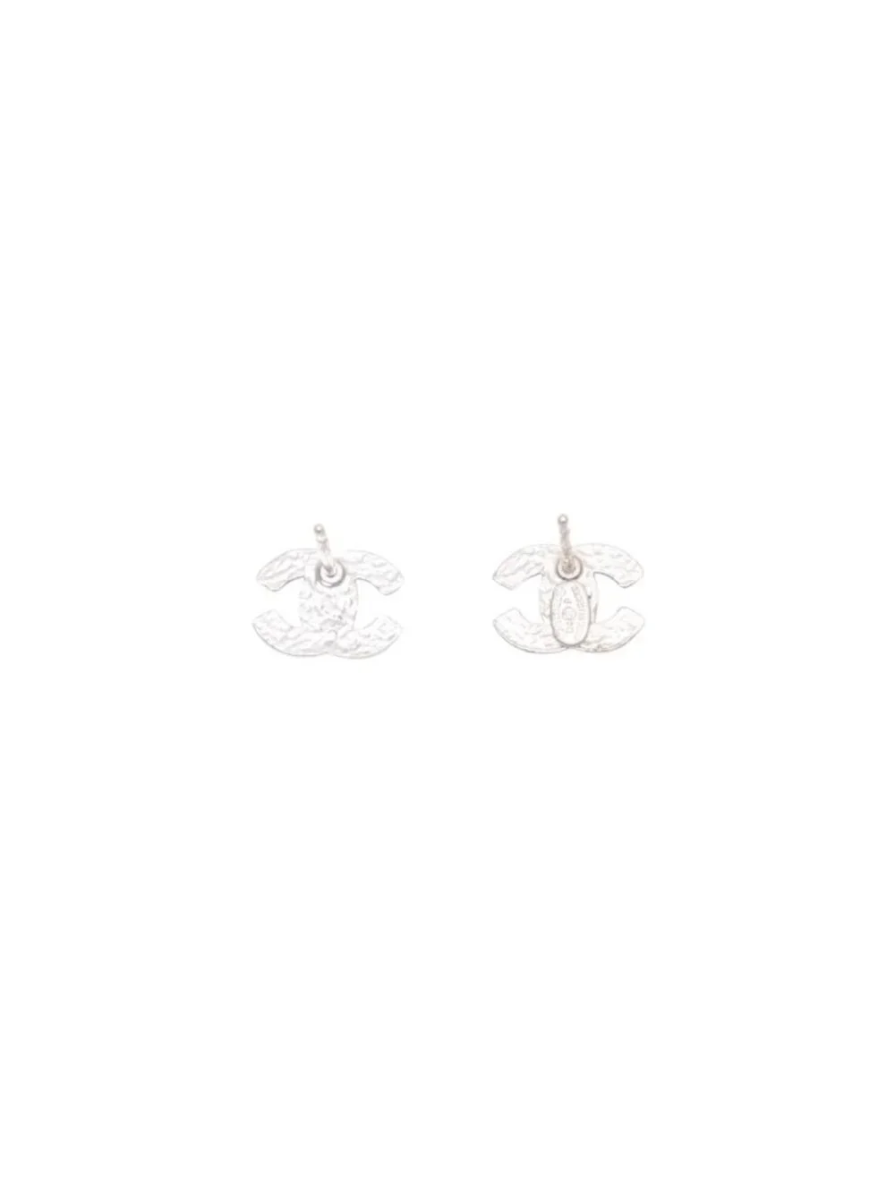Chanel Earrings CC Logo Mini Orange Silver 04 One Side CC